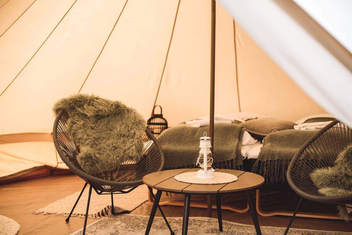 Exclusive Tent, Shared Bathroom | Living area | Flat-screen TV
