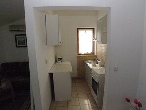 Apartment (2 Bedrooms) | Private kitchen | Oven, cleaning supplies