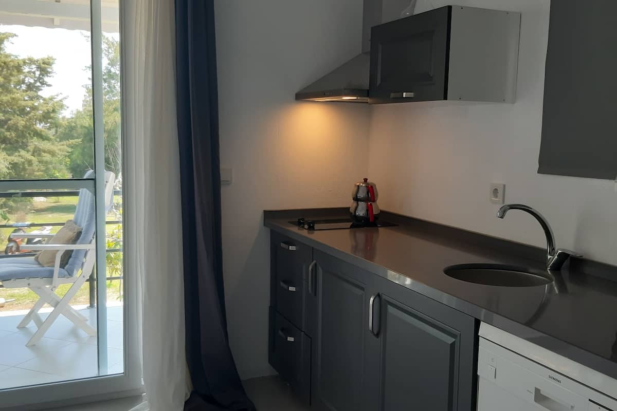 deluxe apartment | private kitchenette | full-sized fridge, dining tables