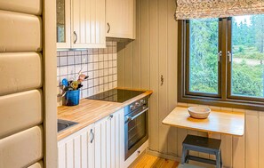 Fridge, stovetop, dishwasher, coffee/tea maker