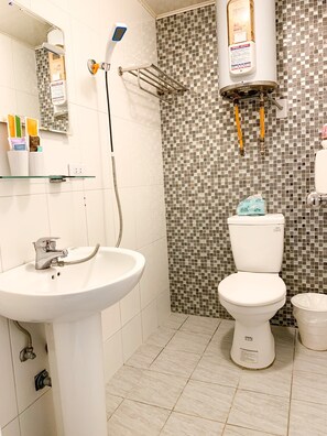 Regadera, amenidades de baño gratuitas, secadora de cabello, pantuflas