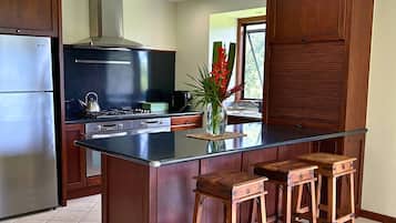 Casa Premium, vista a la montaña | Cocina privada | Refrigerador con congelador, microondas, horno y parrilla de estufa