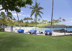Chaise longue, serviettes de plage