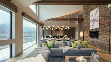 Townhouse (Type 5) | Living area | 43-inch flat-screen TV with satellite channels, TV, heated floors