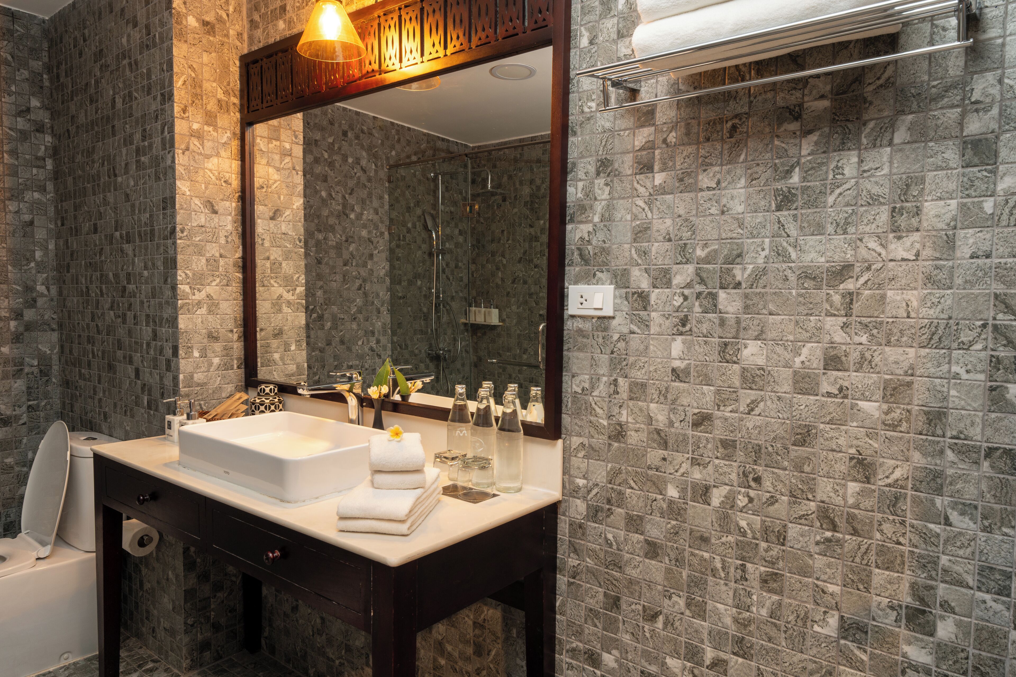 souphattra suite | bathroom | shower, rainfall showerhead, free toiletries, hair dryer
