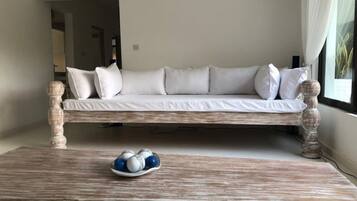 Villa, 4 Bedrooms, Sea View | Living area | Flat-screen TV