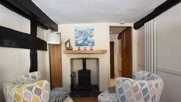 Ferienhaus, 1 Schlafzimmer | Wohnzimmer | Flachbildfernseher, Kamin, DVD-Player