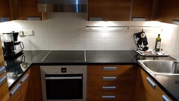 Deluxe Apartment (with Sauna and Balcony) | Private kitchen | Full-size fridge, oven, stovetop, dishwasher