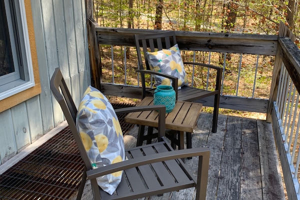 Enjoy coffee on the deck off the living room
