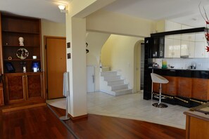 Villa, 4 Bedrooms, Private Pool | Living area | Flat-screen TV, fireplace - Villa Xenia (Saronikos)