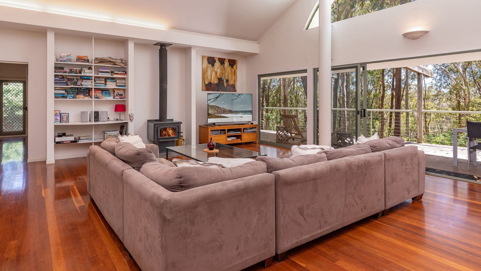 Télévision, cheminée, lecteur de DVD