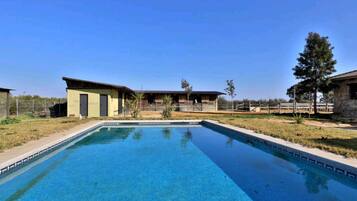 Outdoor pool, pool loungers