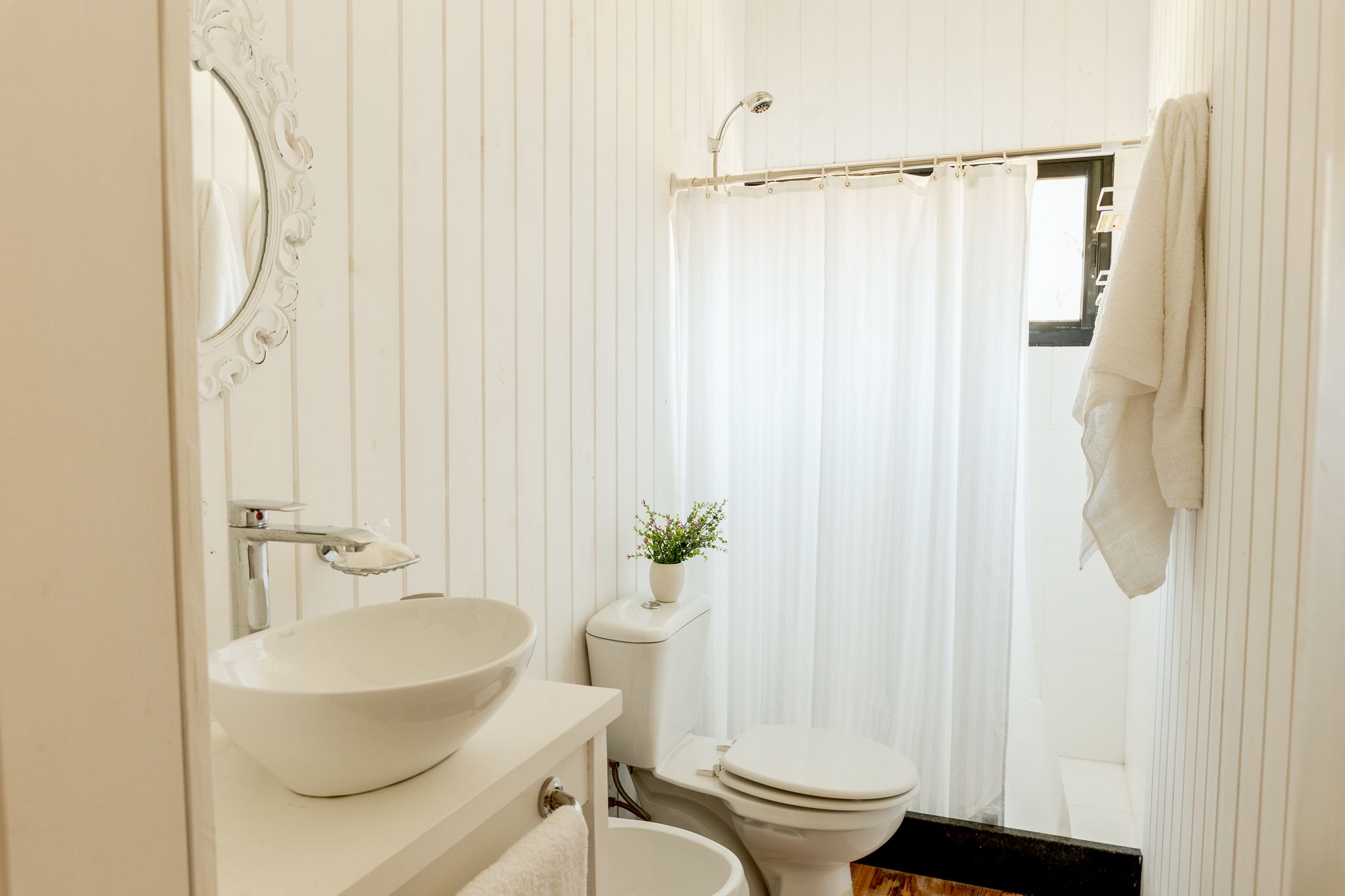 Design Apartment | Bathroom | Shower, rainfall showerhead, bidet, towels