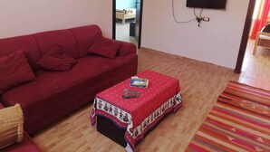 Deluxe appartement | Woonruimte | Een flatscreentelevisie, Netflix en een dvd-speler