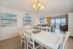 Interior - XPLORIE ACTIVITIES & LINENS INCLUDED*! SUNDAY-SUNDAY Direct oceanfront, 3BR/2BA south end unit. Beautifully furnished with ceramic tile floors throughout. (Ocean City)