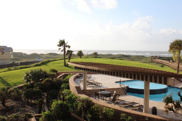 Outdoor pool, a heated pool - Aransas Princess #203 - 2BR, 2BA Bright Ocean View Condo (Port Aransas)