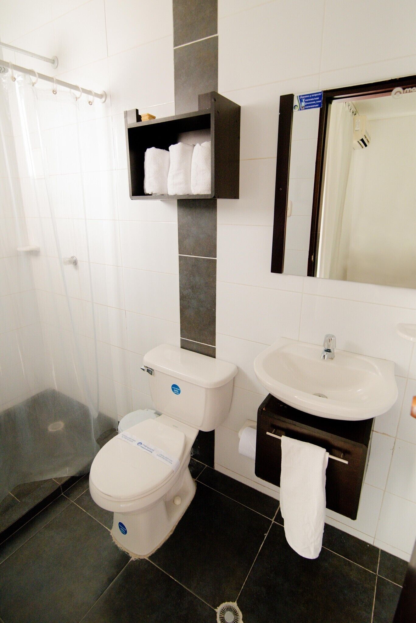 Rainfall showerhead, free toiletries, hair dryer, towels
