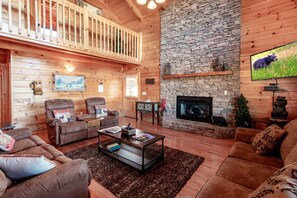 TV, fireplace, video games, DVD player