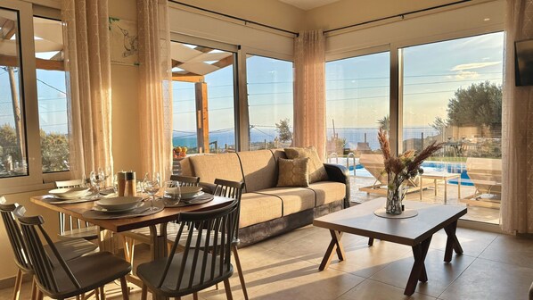 Dining - Villa Michael Triopetra Private Villa, Private Swimming Pool, Panoramic Sunset (rethymnon)