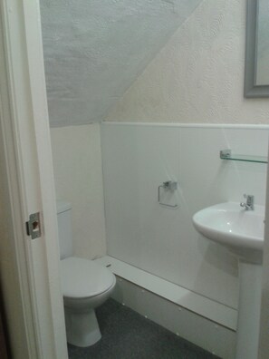 Dusj, håndklær og toalettpapir