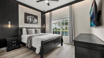 5 bedrooms, iron/ironing board, travel cot, WiFi