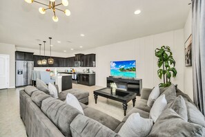 Smart TV, video games, DVD player, foosball