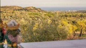 A view from a balcony overlooking a hilly landscape with sparse vegetation and a distant horizon. - Nicuzza House with panoramic infinity pool (Avola)