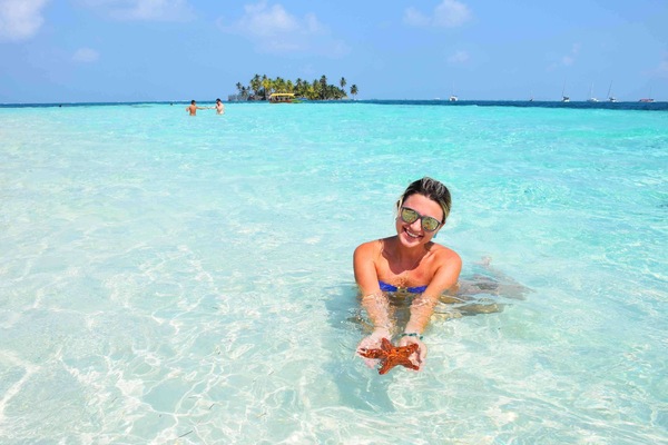 On the beach, white sand