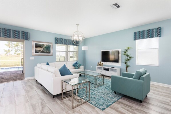 Flat-screen TV, DVD player