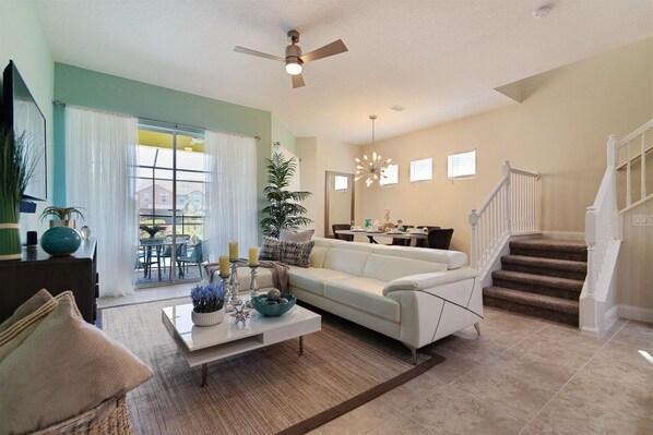 Flat-screen TV, DVD player