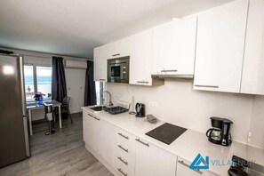 Fridge, microwave, oven, electric kettle