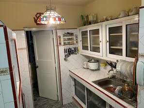Family Apartment, City View | Private kitchen | Full-sized fridge, microwave, oven, stovetop