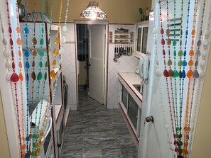 Family Apartment, City View | Private kitchen | Full-sized fridge, microwave, oven, stovetop