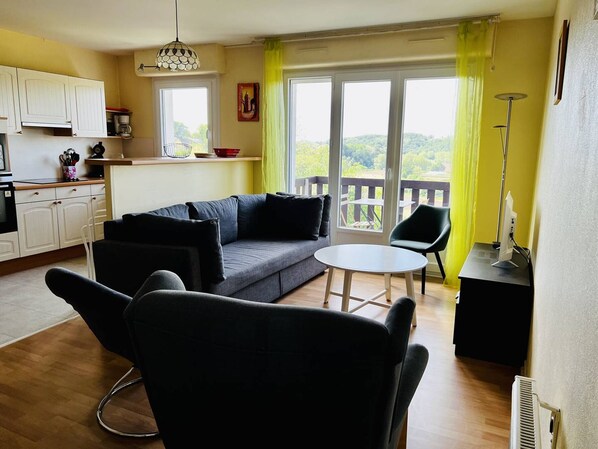 TV - Quiet 1-bedroom with river view, Internet, free parking, Cambo-les-Bains (Cambo-les-Bains)