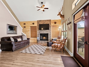 TV, fireplace