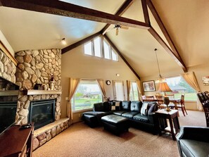 Smart TV, fireplace, table football