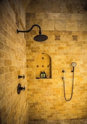 Bathtub, hair dryer, towels, soap