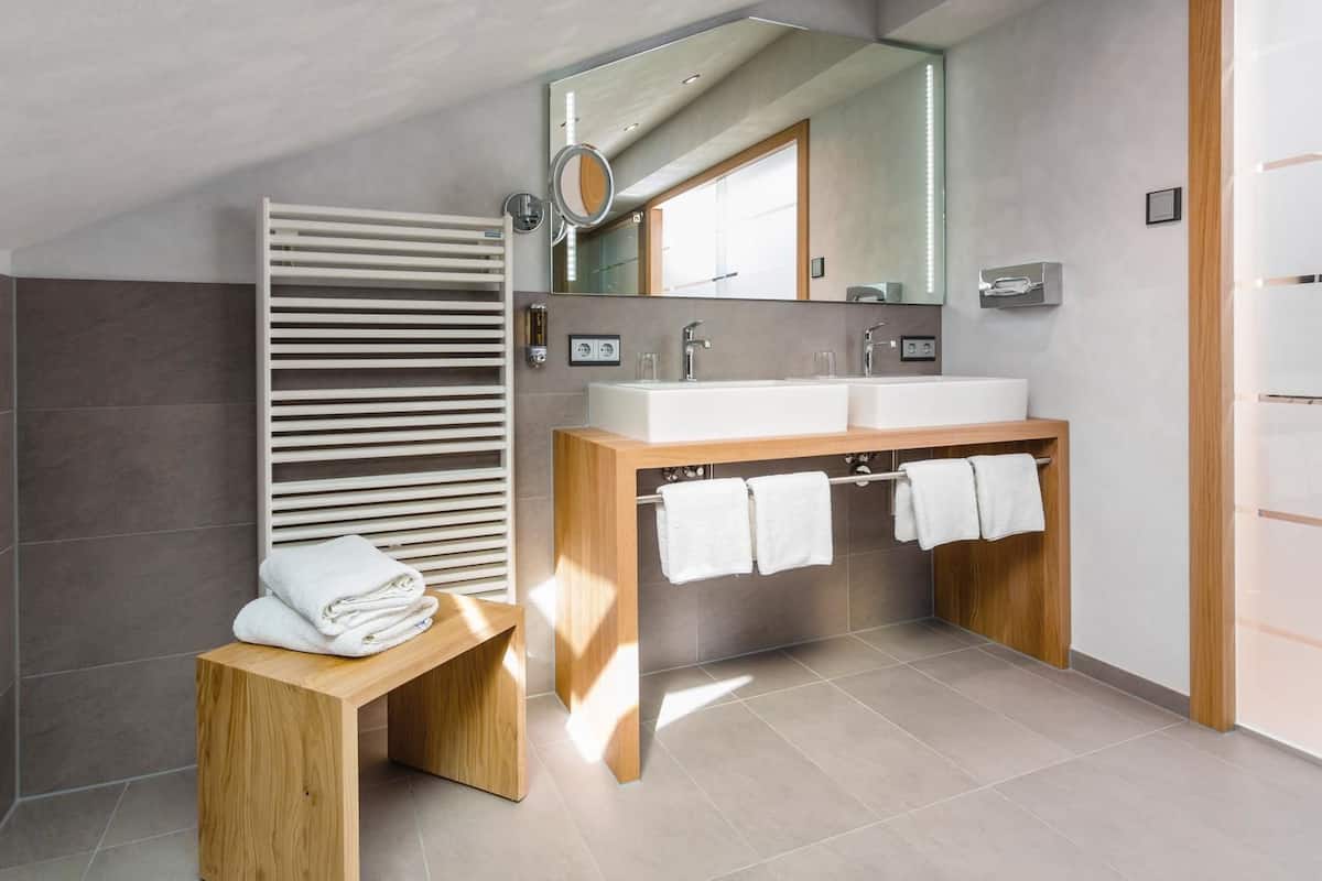 free toiletries, hair dryer, bathrobes, towels