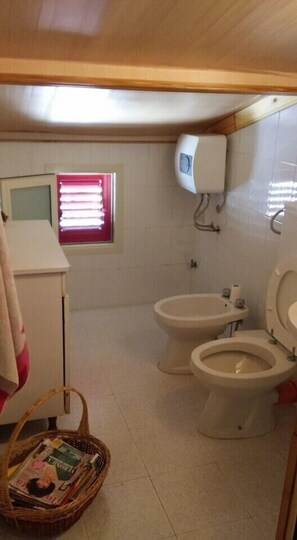 Shower, free toiletries, towels