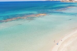 鄰近海灘、海灘接駁車、躺椅、遮陽傘