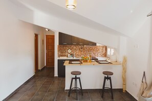 Fridge, microwave, oven, electric kettle