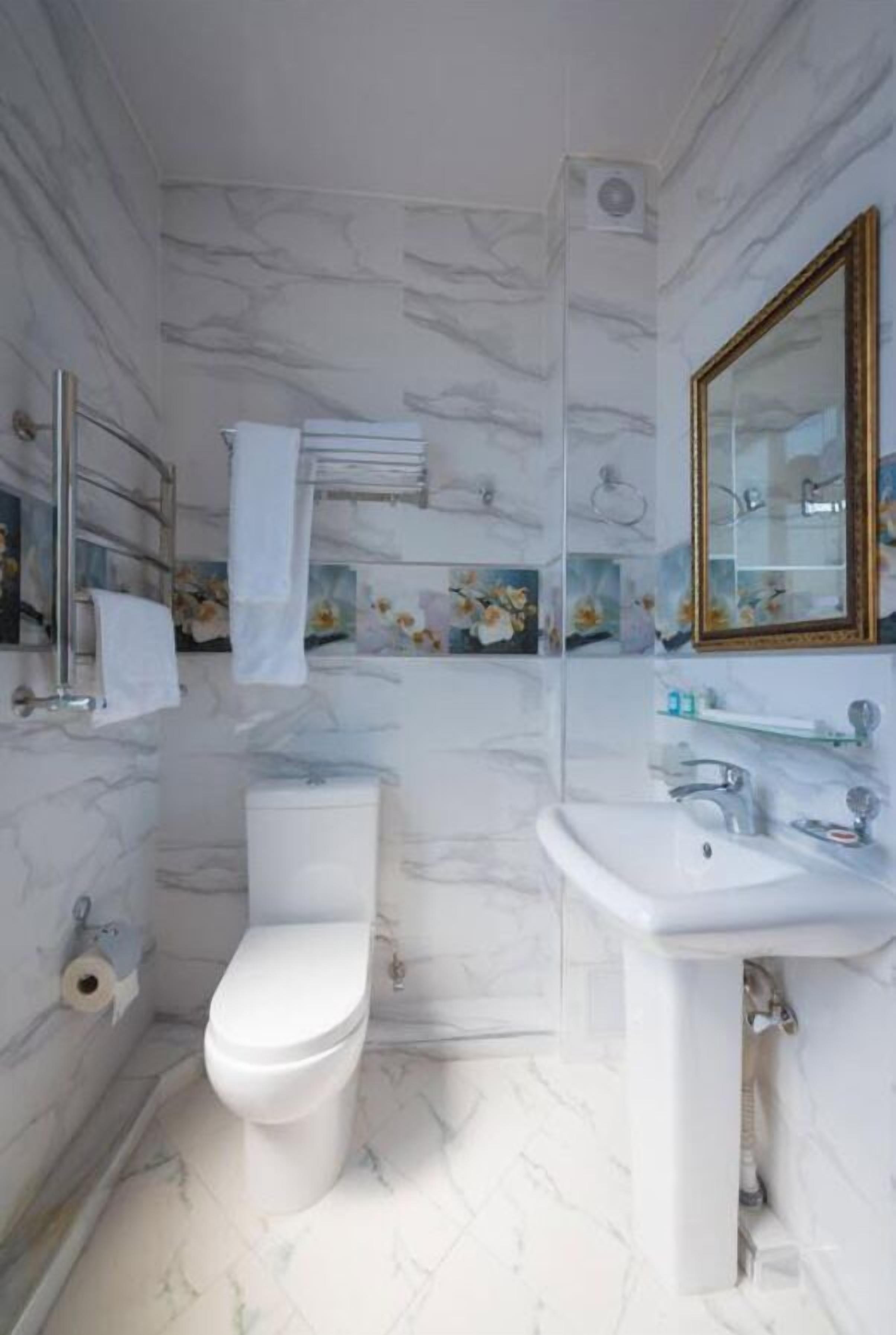 free toiletries, hair dryer, slippers, towels