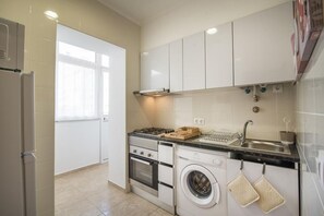 Fridge, microwave, oven, electric kettle