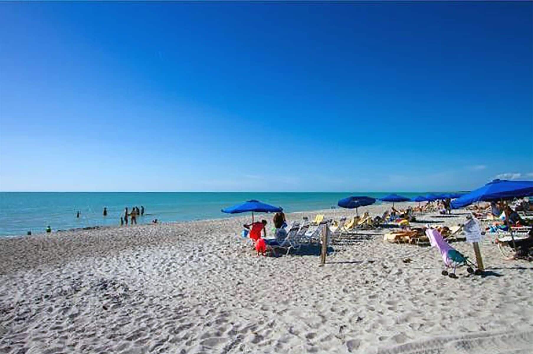 On the beach, beach umbrellas