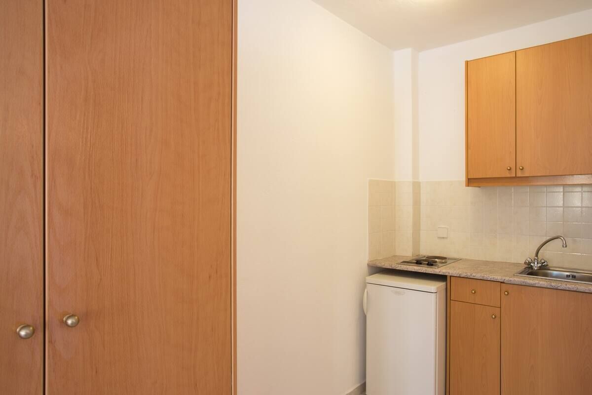 triple room with sea/garden view | private kitchen | full-sized fridge, stovetop, electric kettle, cookware/dishes/utensils