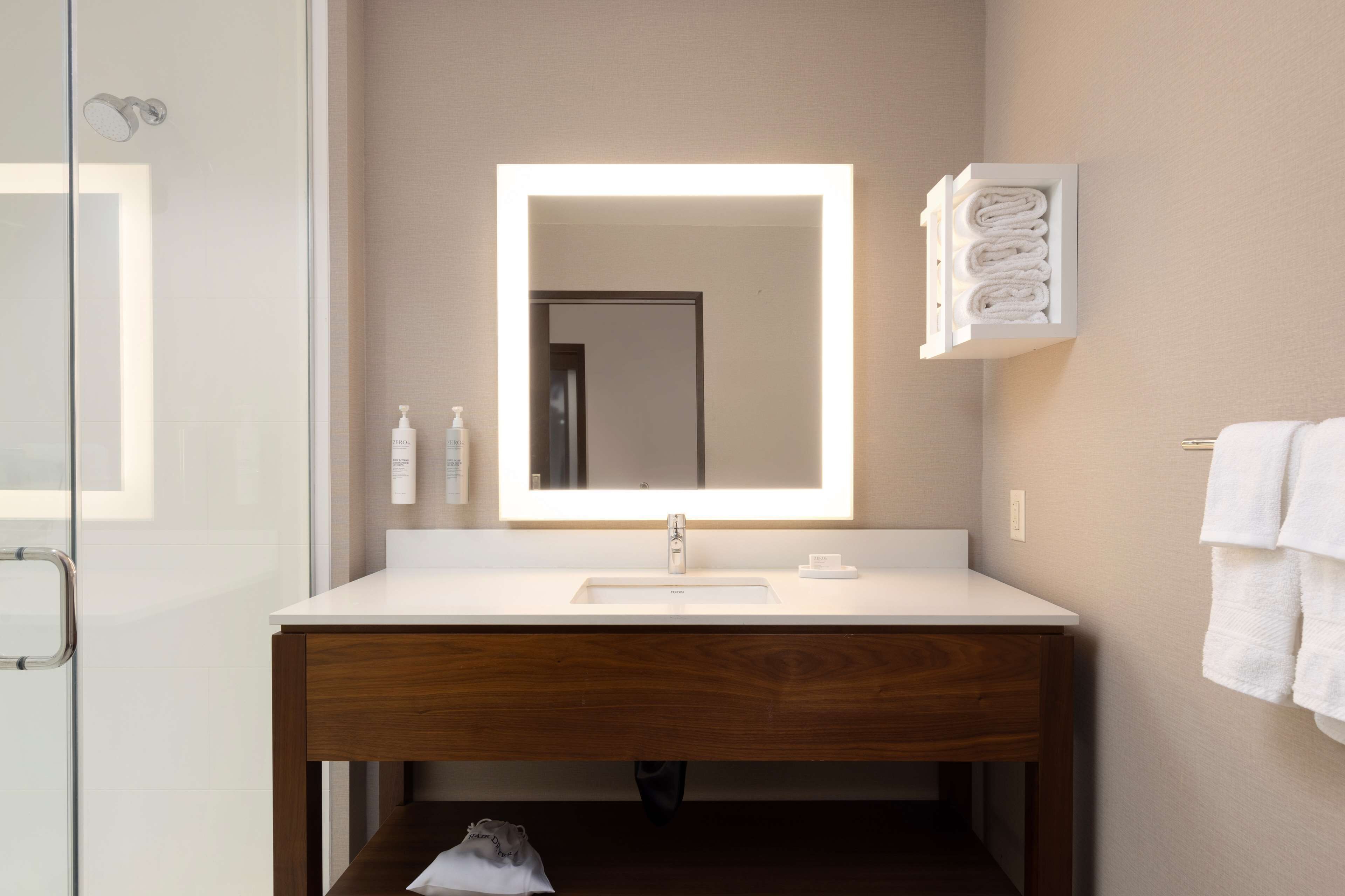 free toiletries, hair dryer, towels, soap