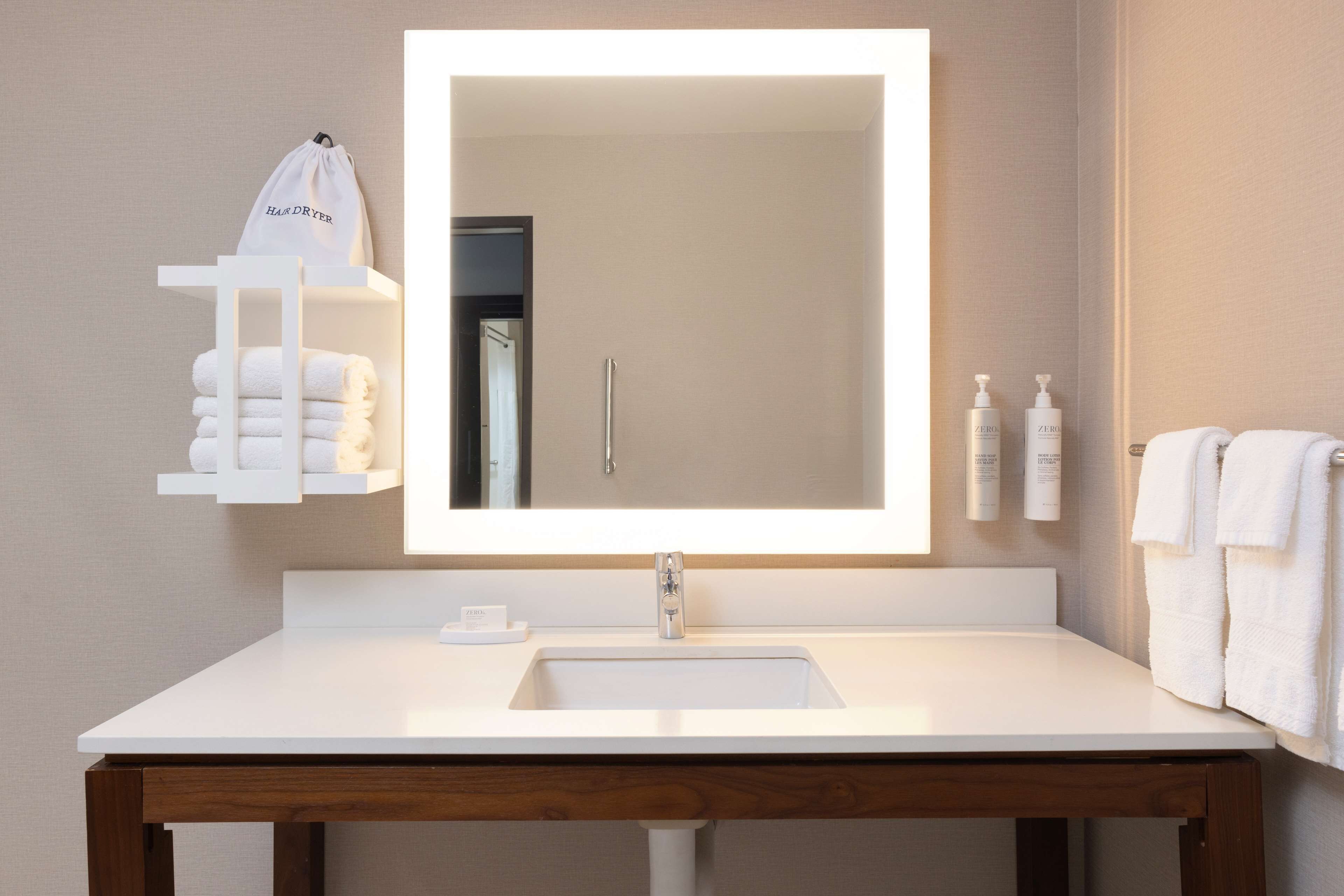 free toiletries, hair dryer, towels, soap