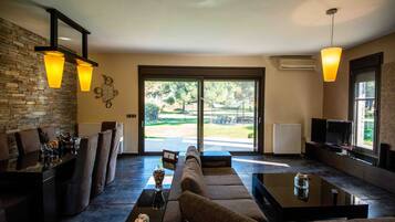 Télévision, cheminée, jeux vidéo, lecteur de DVD