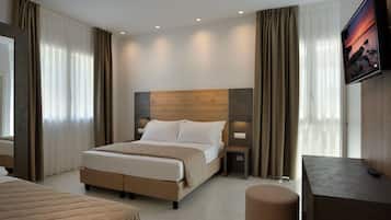 Een bureau, gratis wifi, beddengoed