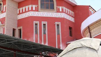 Een 91-inch plasmatelevisie met satellietzenders en een televisie